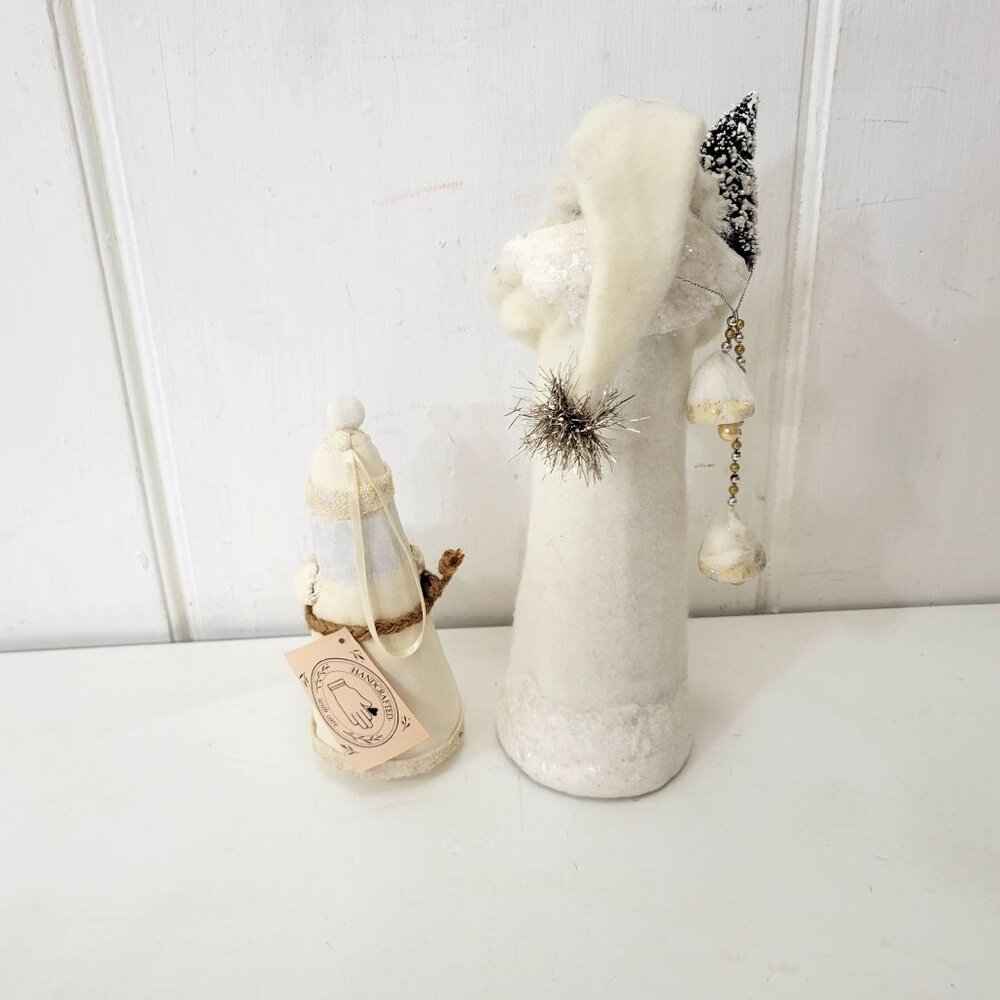 Vintage Winter White Santa Figurines  - Handcrafted Christmas Decor - Picture 7 of 7